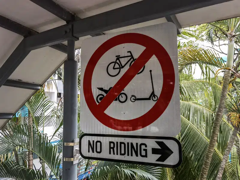 No Riding Sign
